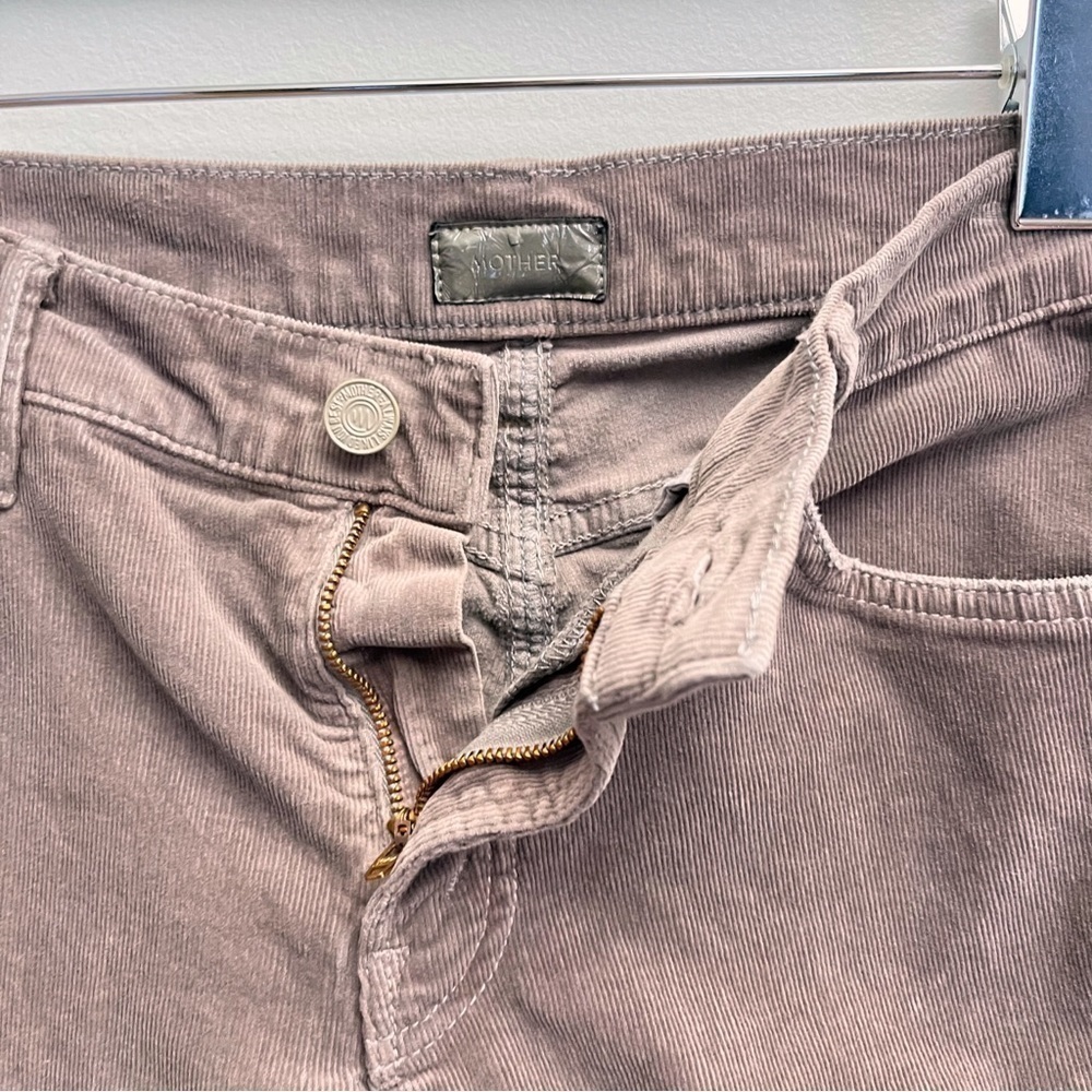 Mother Hopscotch Dropout Corduroy Straight Cropped Pants in Beaver 2 Brown - Picture 6 of 12